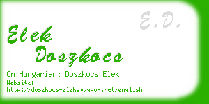 elek doszkocs business card